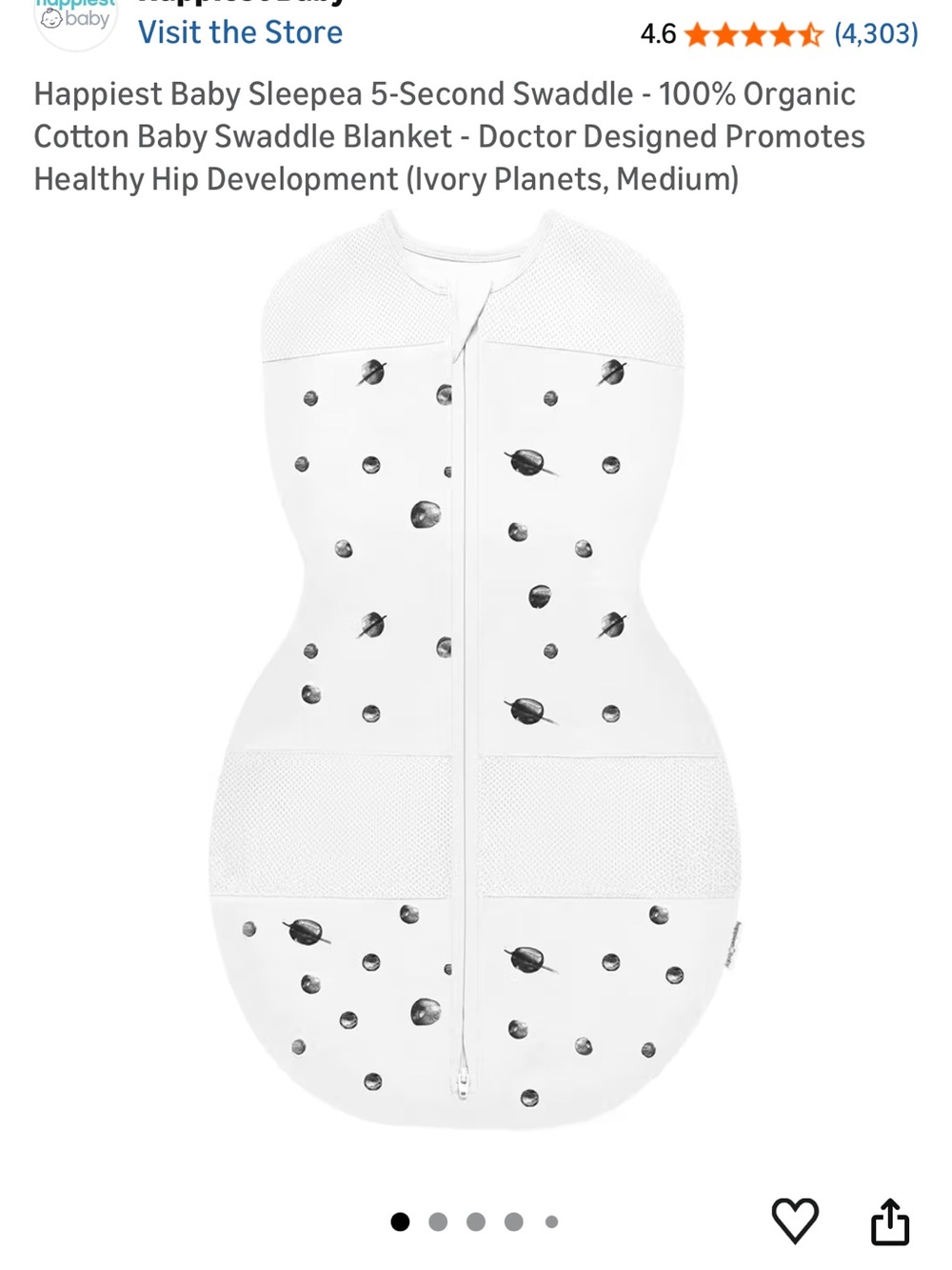 Happiest Baby Sleepea 5-Second Swaddle - Ivory Planets